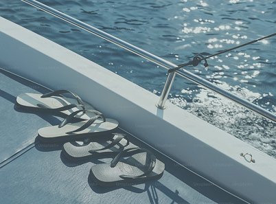 flip flops on a boat deck
